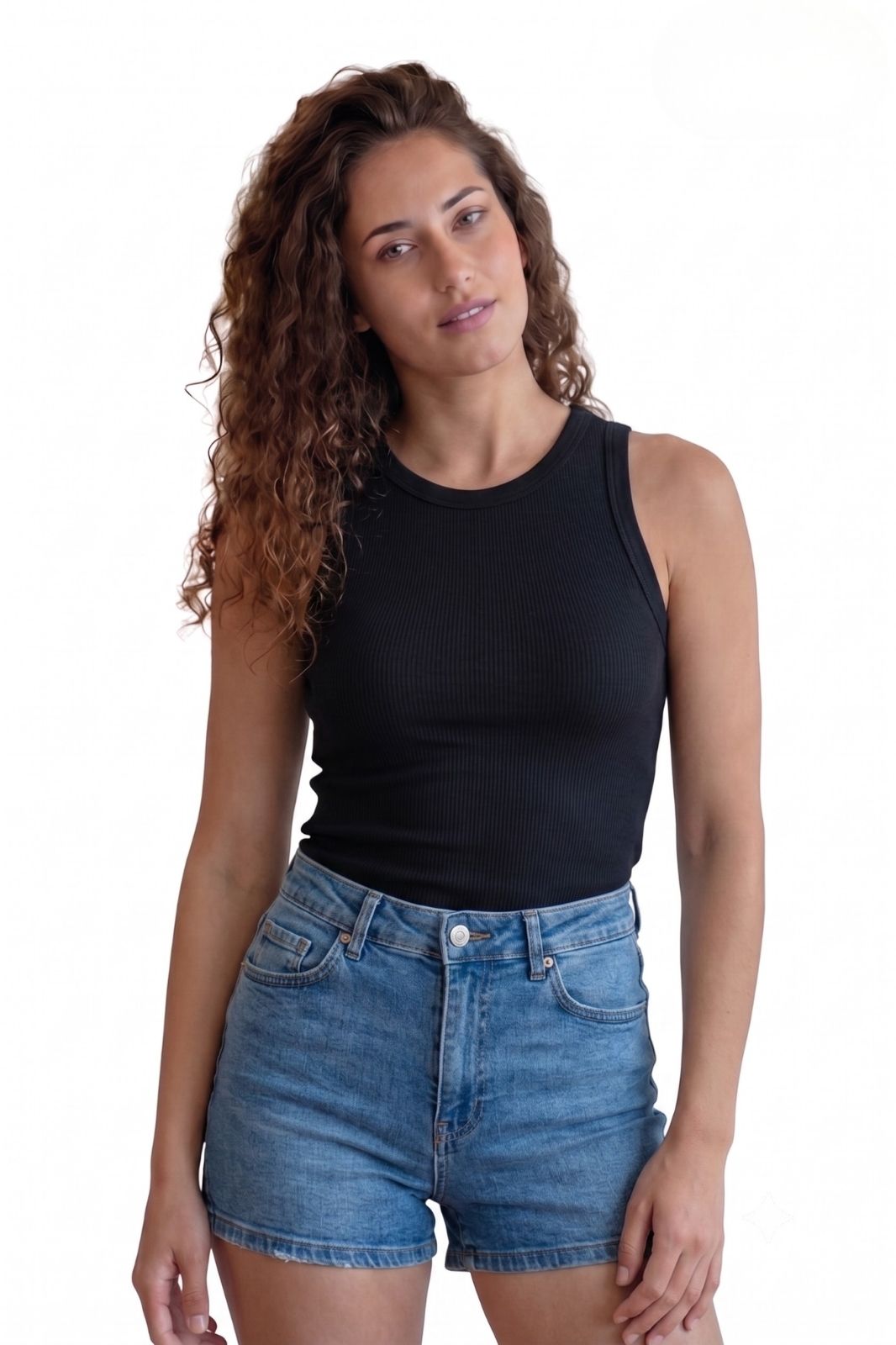 Kadın Beyaz Renk Halter Yaka Kaşkorse Atlet - 3160S